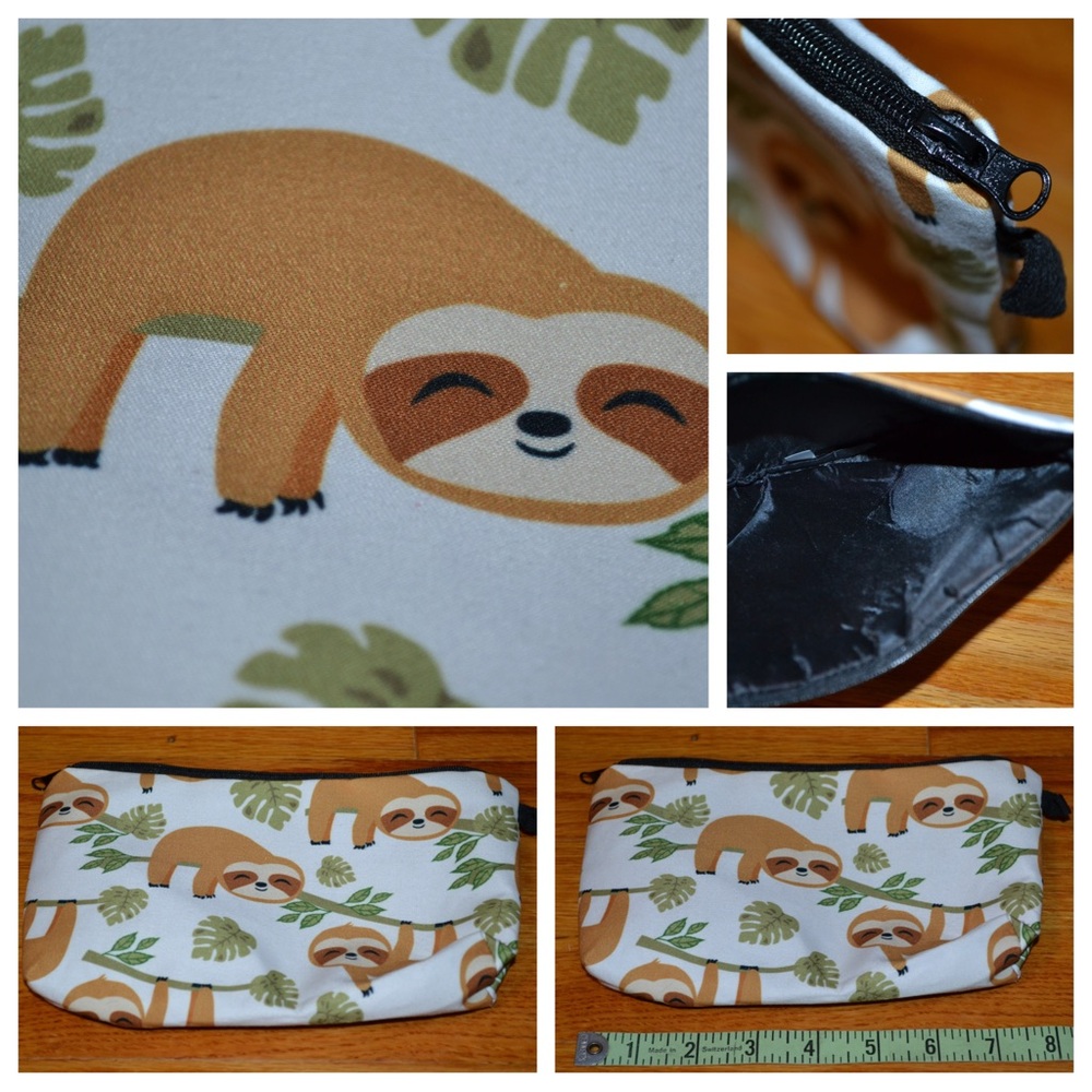 Sloth makeup / travel bag, NEW